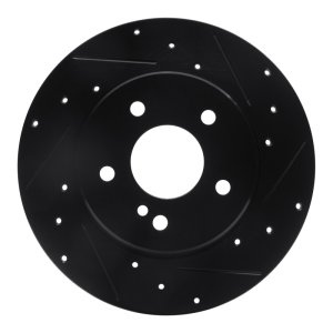 Mercedes-Benz CLK350 Brake Rotor (1) - Rear Right - R1 Concepts - Drilled & Slotted - Black - `94-`11